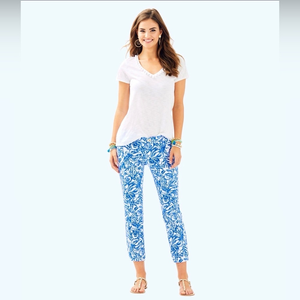 Lilly Pulitzer Dadie Stretch Cropped Chino in Resort White On A Roll